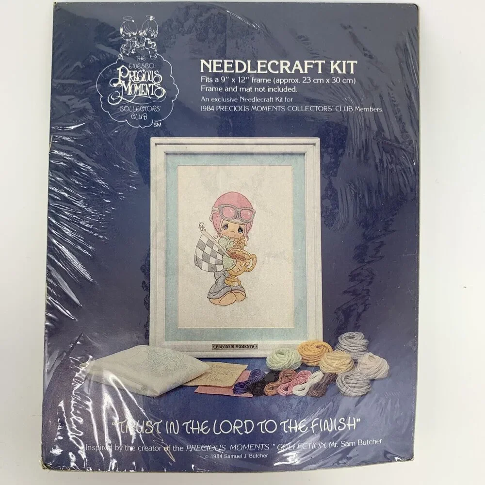 Precious Moments Trust in the Lord to the Finish - Needlecraft kit 1984 NEW Race
